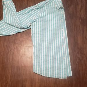 Men's turquoise blue striped shirt